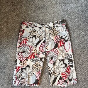 Y2K Etcetera Red and Black Floral Women's Bermuda Shorts